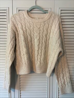 a new day Cozy Cable Knit Women's Sweater - Oatmeal Cream Size XL